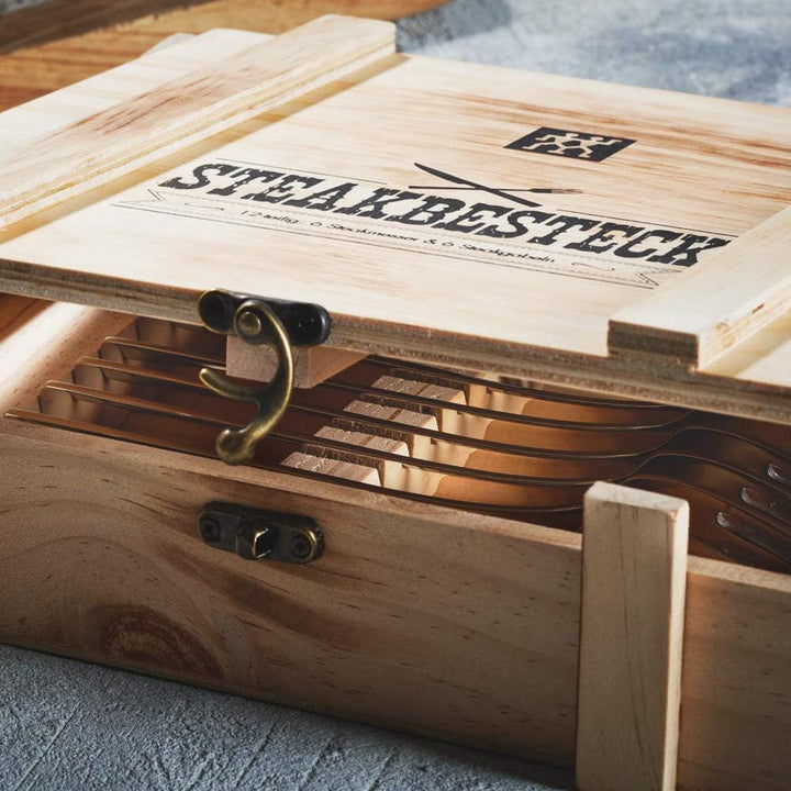 ZWILLING Steakbesteck Set für 6 Personen, 12-teilig, 6 Steakmesser und 6 Steakgabeln, Inkl. Aufbewah
