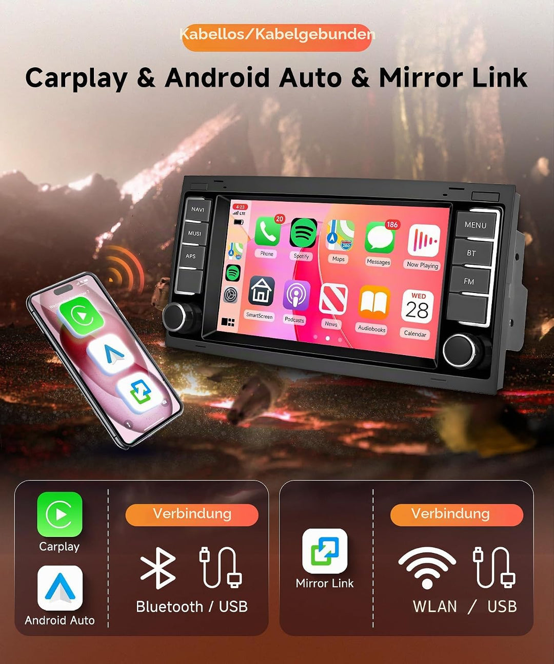 8 Core 6G+128G Android Autoradio für VW Touareg 2004-2011 VW Transporter T5 Multivan 2004-2009 Wirel