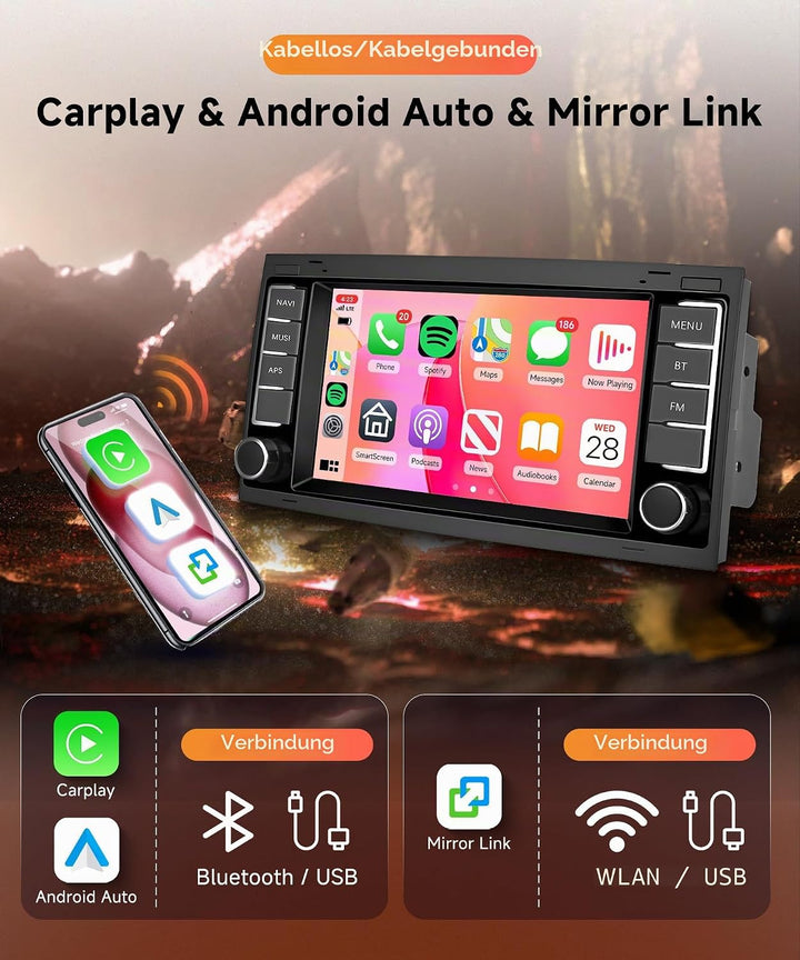8 Core 6G+128G Android Autoradio für VW Touareg 2004-2011 VW Transporter T5 Multivan 2004-2009 Wirel