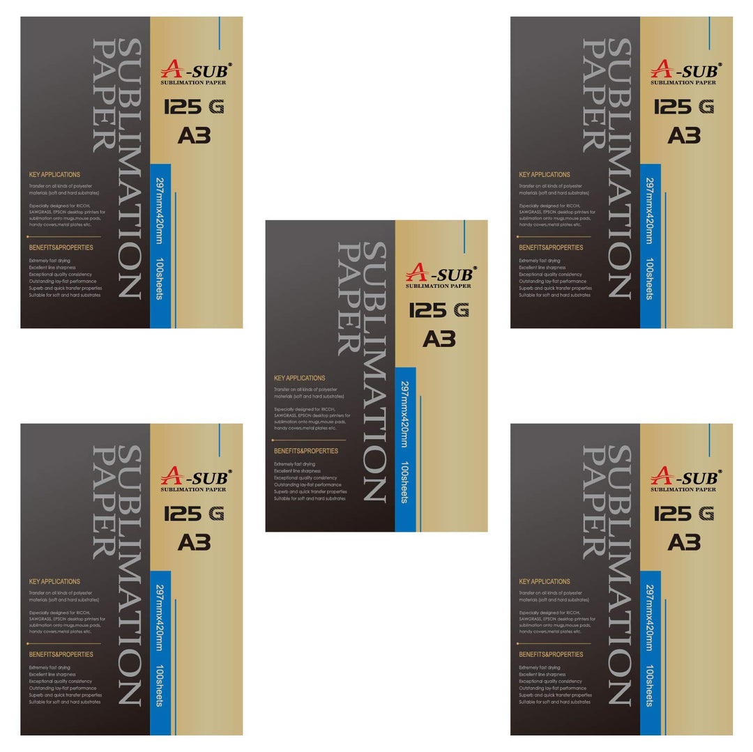 A-SUB Sublimationspapier A3, 297x420 mm, 500 Blatt, 125 g/m², kompatibel mit EPSON, SAWGRASS, RICOH,