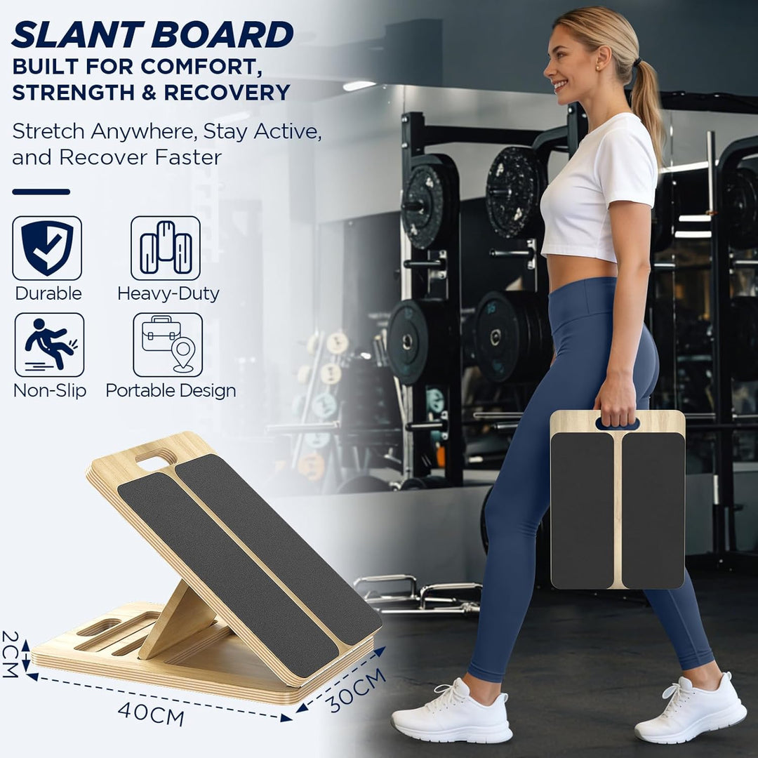 Wadendehner Schrägbrett aus Holz, Slant Board mit 5 Neigungswinkel, Professionelles Wadendehner für