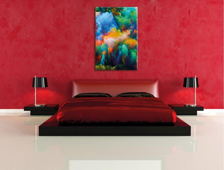 Pixxprint Farbflash Holi, Format: 100x70 auf Leinwand, XXL riesige Bilder fertig gerahmt mit Keilrah