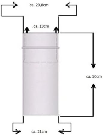 Mauermuffe Ø200 mm 50 cm lang kürzbar Wandfutter kürzbar Doppelwandfutter für Rauchrohr Ofenrohr Kam