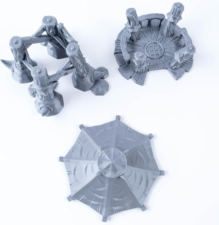Orklager - Zweistöckiger Wachturm mit Leiter, Stapelbares Design, 28/32mm Massstab, Grau und Unbemal