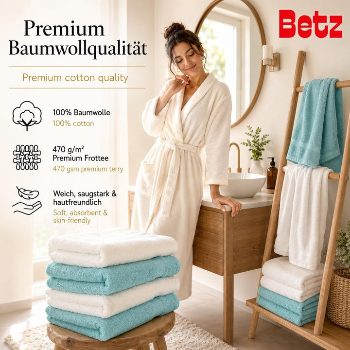 Betz 12-TLG. Handtuch Set Premium 100% Baumwolle 2 Duschtücher 4 Handtücher 2 Gästetücher 2 Seiftüch