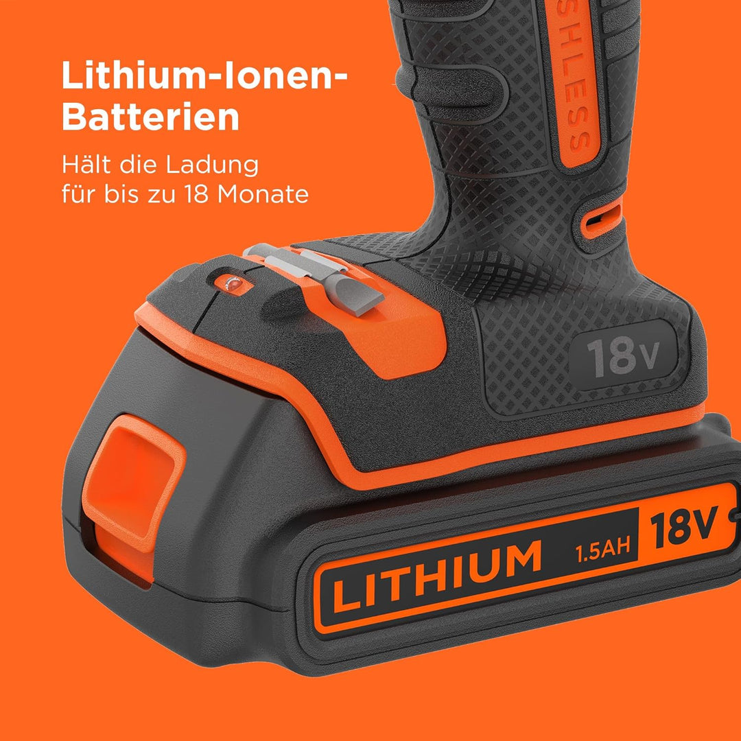 BLACK+DECKER Akku-Bohrhammer mit 18 V und bürstenlosem 2-Gang-Antrieb, 28.000 1/min, 52 Nm Drehmomen