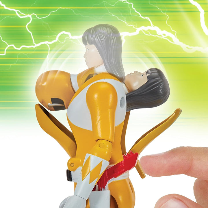 Power Rangers - Auto-Morphin, 2-in-1-Figur mit Gelenken, 15 cm, gelber Ranger – Trini Kwan, für Kind
