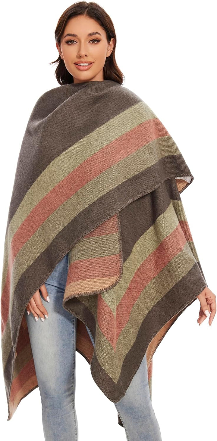 colornival Poncho Damen Winter Warm Elegant Poncho Decke Poncho Cape Strick Poncho Mantel Winter Pon