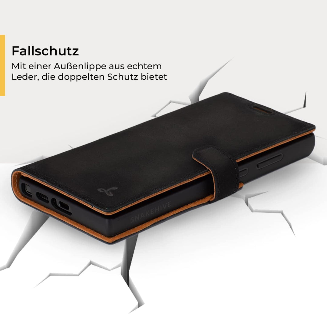Snakehive Galaxy S23 Ultra Hülle Leder | Stylische Handyhülle mit Kartenhalter & Standfuss | Handyhü
