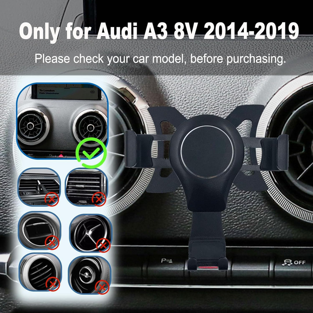 Handy KFZ Halterungen für Audi A3 8V 2014–2019, Handyhalterung Gravity Auto Lock Stabil Ohne Jitter