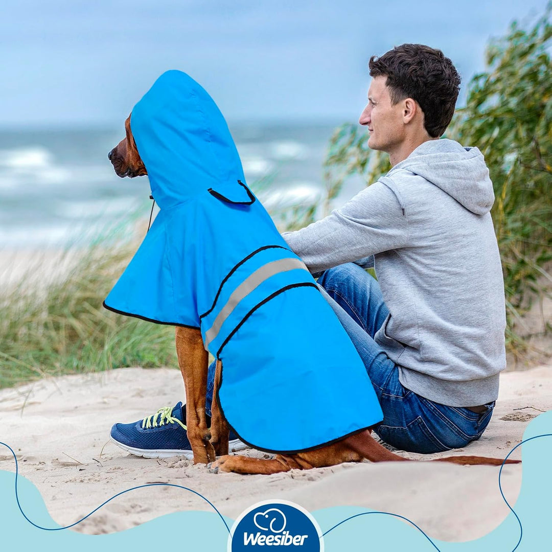 Weesiber Reflektierender wasserdichter Hunde-Regenmantel – verstellbare Haustierjacke, leichter Hund