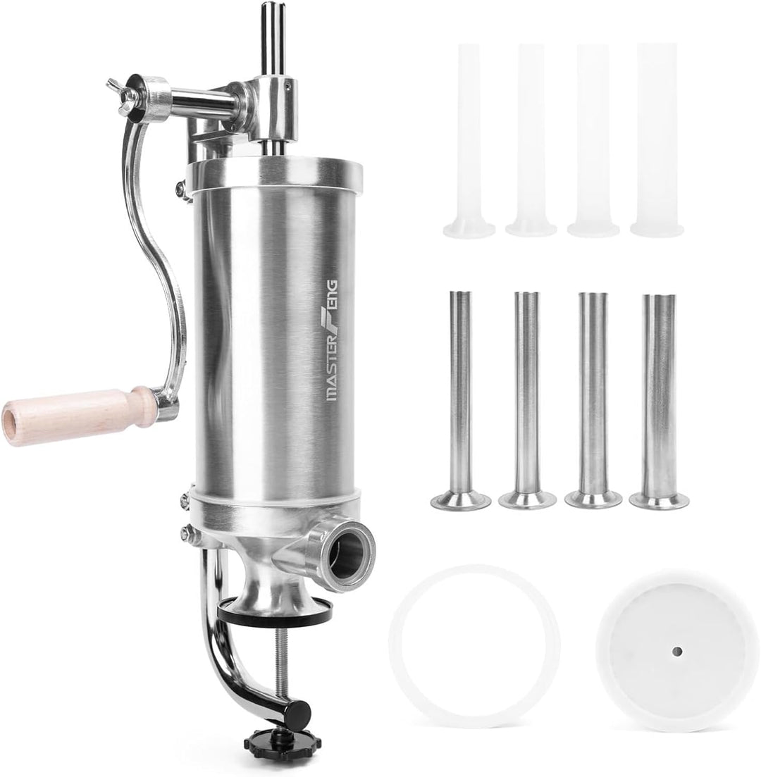 MASTER FENG 2,5 LBS Wurstfüllmaschine Vertikale Edelstahl-Füllmaschine Mit 8 Fülltrichtern und 1 Sil