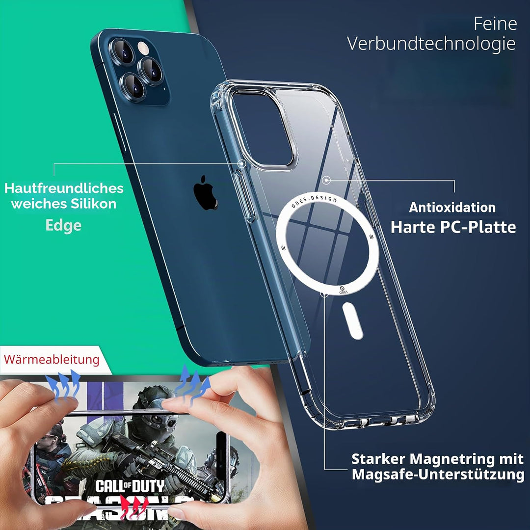 ONES Magnetisches HandyHülle für iPhone 11 Pro Max, Kompatibel mit MagSafe, Militärnorm Schutz Dünne