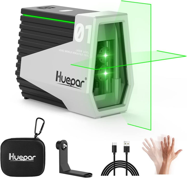 Huepar Laser Nivellier Selbstnivellierend Grüne Kreuzlinien-Laser Wiederaufladbare Laser Nivellierge