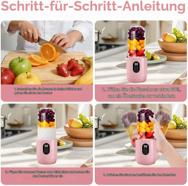 500ML Tragbarer Mixer, Smoothie Maker mit Reise-Deckel, Standmixer, Blender Elektrisch Mini-Mixer fü