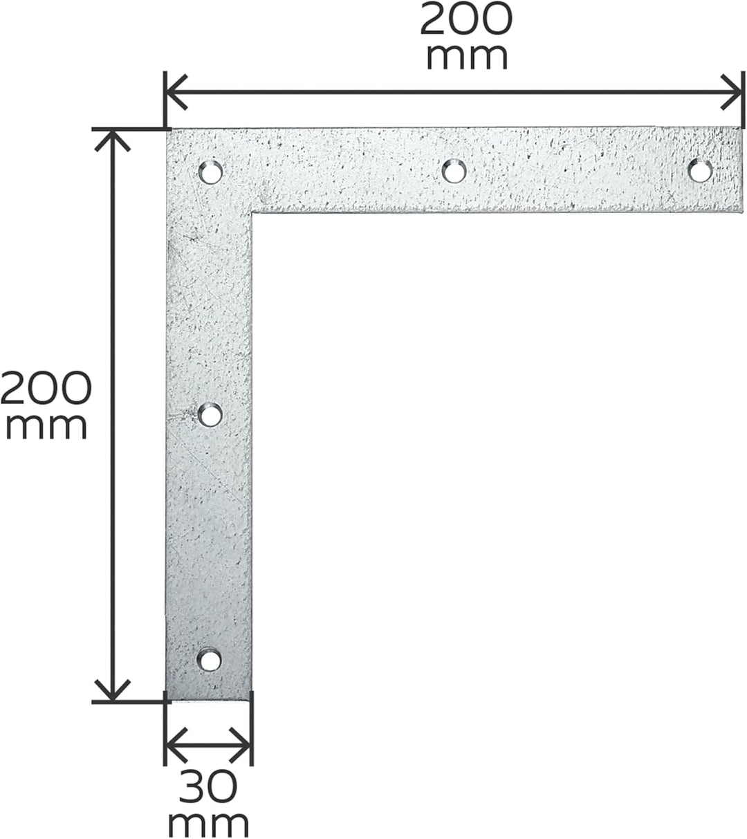 Alberts 847692 Eckwinkel | sendzimirverzinkt | 200 x 200 x 30 mm | 10er Set 200 x 200 x 30 mm (1 Stk