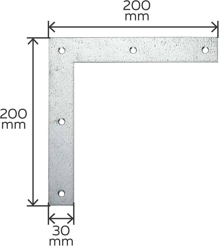 Alberts 847692 Eckwinkel | sendzimirverzinkt | 200 x 200 x 30 mm | 10er Set 200 x 200 x 30 mm (1 Stk