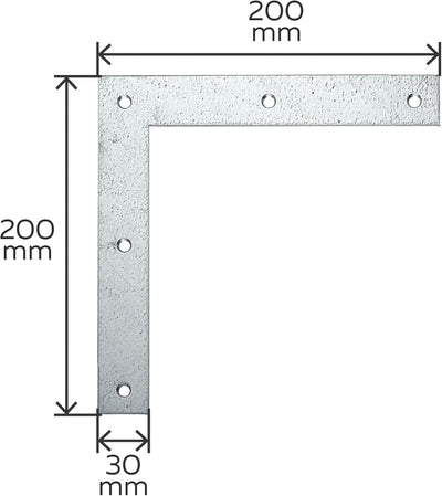 Alberts 847692 Eckwinkel | sendzimirverzinkt | 200 x 200 x 30 mm | 10er Set 200 x 200 x 30 mm (1 Stk