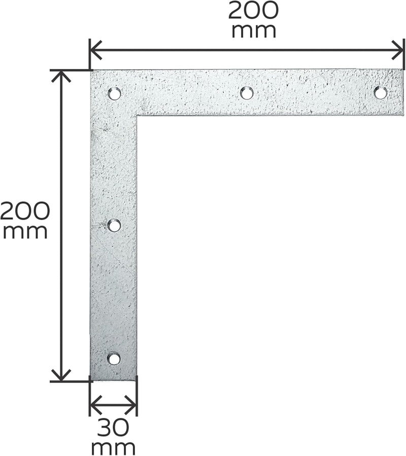 Alberts 847692 Eckwinkel | sendzimirverzinkt | 200 x 200 x 30 mm | 10er Set 200 x 200 x 30 mm (1 Stk