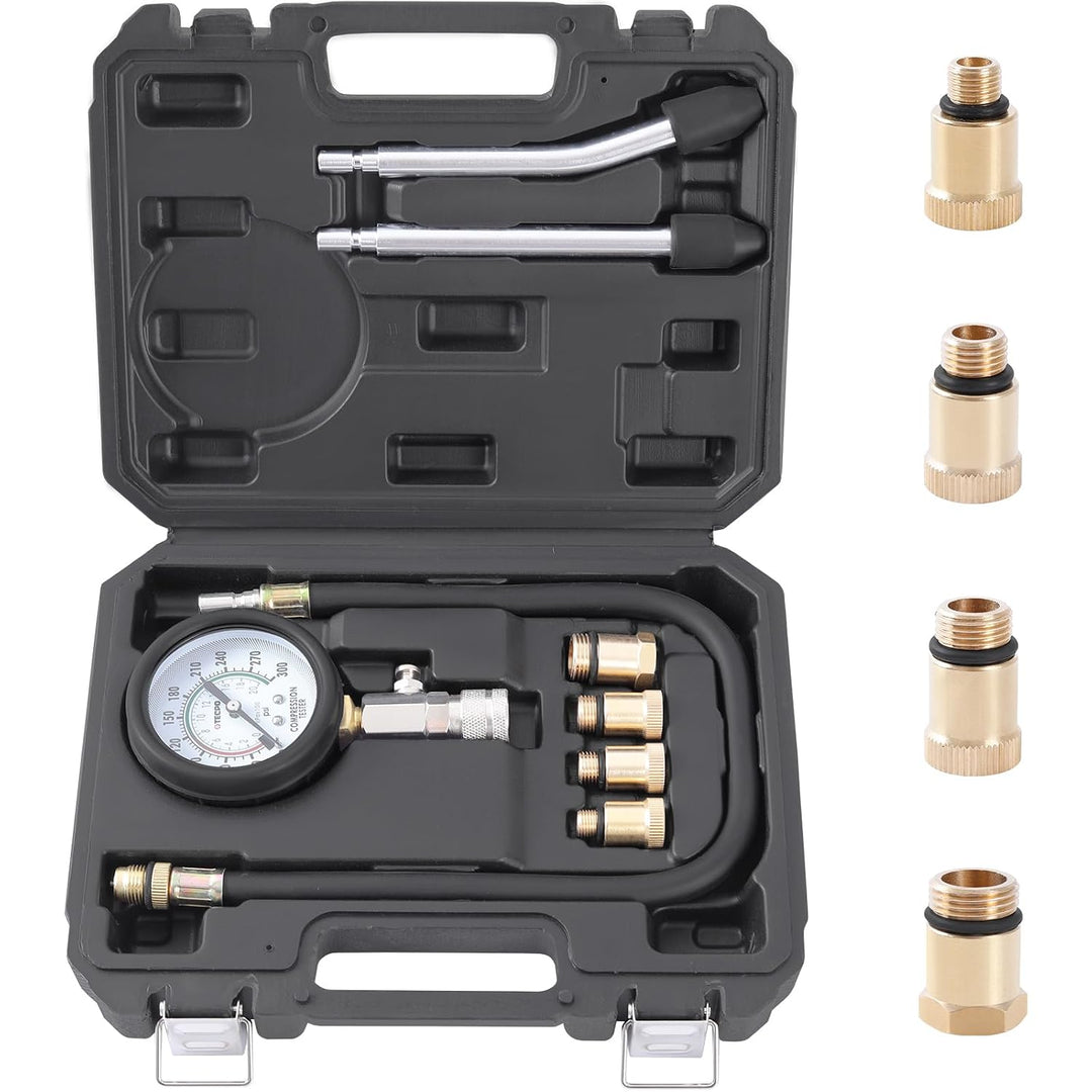 TECPO Kompressionstester für Benzin Motor 0-20 Bar Kompression Prüfer messen Werkzeug