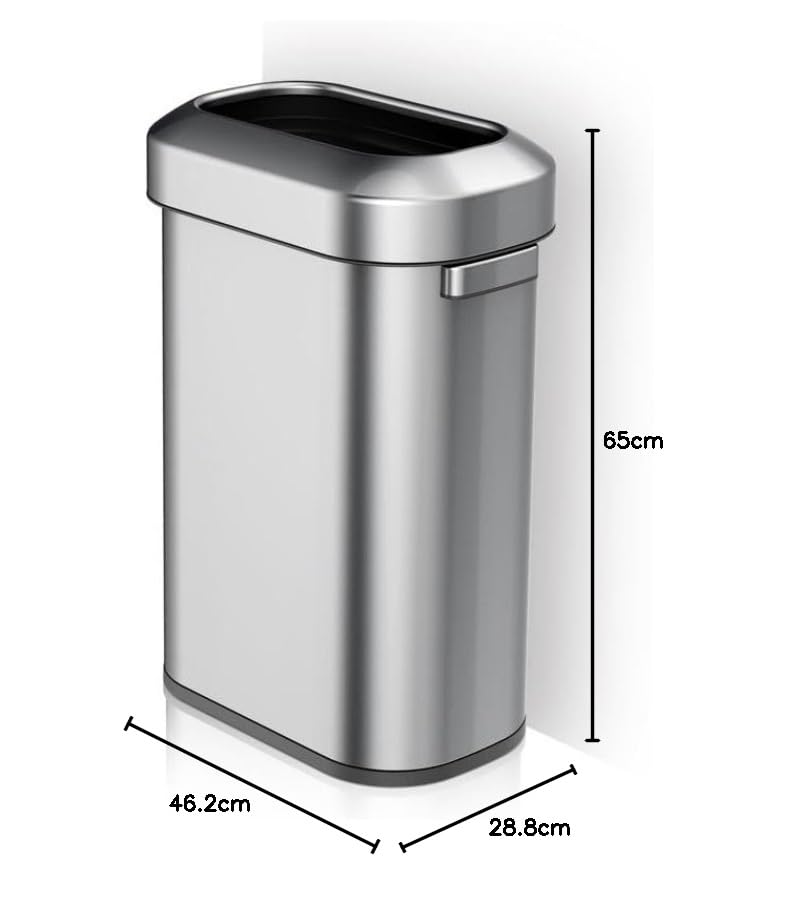 PROREGAL Stilvoller ovaler offener Abfallsammler aus gebürstetem Edelstahl | 60 Liter, HxBxT 65x46,2