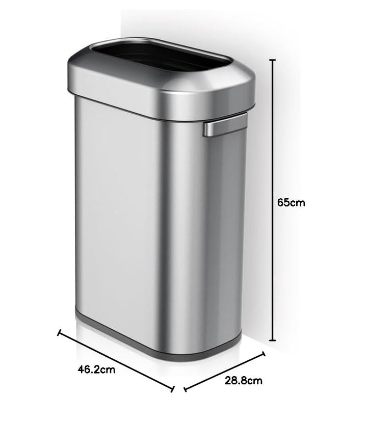 PROREGAL Stilvoller ovaler offener Abfallsammler aus gebürstetem Edelstahl | 60 Liter, HxBxT 65x46,2