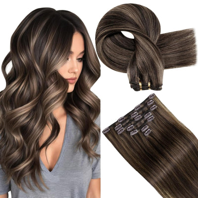 Hetto Braun Extensions Clip in Echthaar Remy Extensions Echthaar Clip in Glatt Extensions Clip in Ha