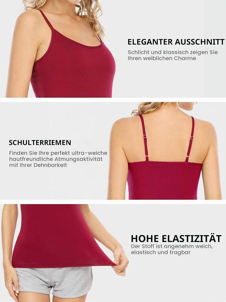 Ymmchy Damen Unterhemden Leibchen Tank Tops Spaghettiträger Verstellbare 4-Pack M 4-pack Schwarz/Gra