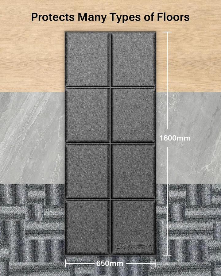 UREVO Faltbare Bodenschutzmatte 65 × 160 cm, Extra widerstandsfähige Laufbandmatte, 6 mm Dicke Fitne