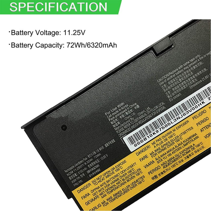 XITAIAN 11.25V 72Wh 6320mAh 01AV492 Ersatz Laptop Akku für Lenovo ThinkPad TP25 P51S P52S T470 T480