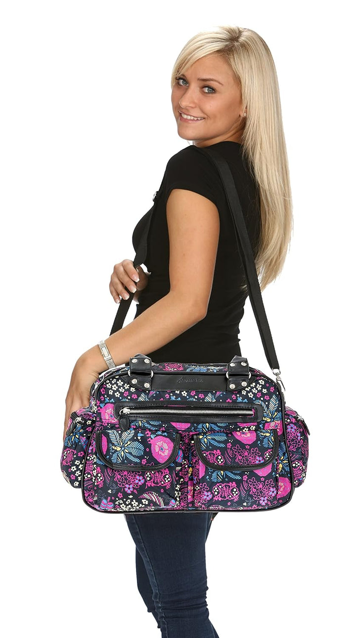 6 TEILE Set: ALESSANDRO Wickeltasche FLEUR Babywickeltasche + Wickelmatte + Windeltasche + Wäschesac