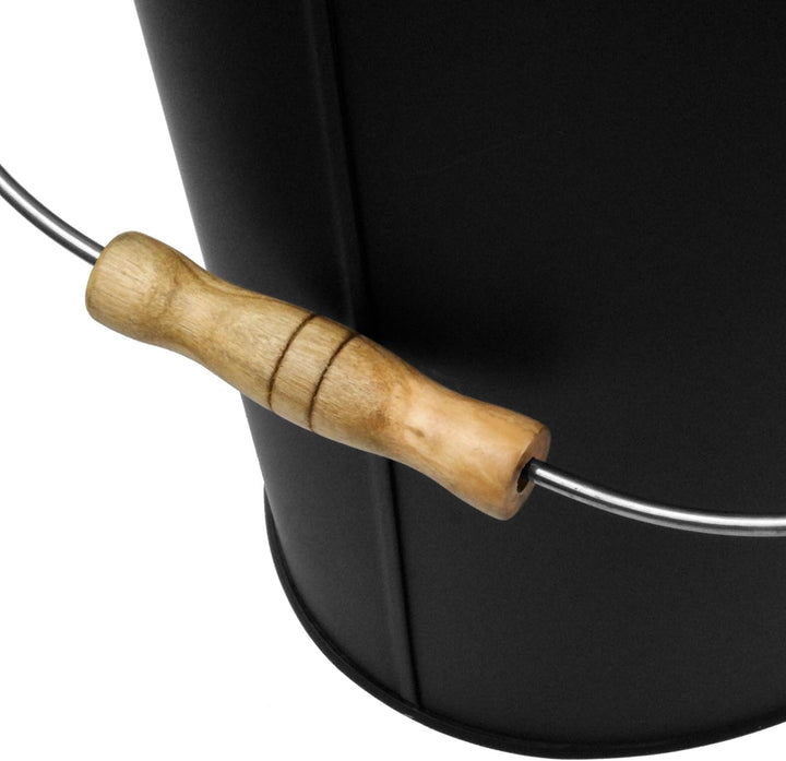 raik Ascheeimer Werner schwarz 24 l verzinkter Stahleimer mit Deckel und Holzgriff zum sicheren Tran