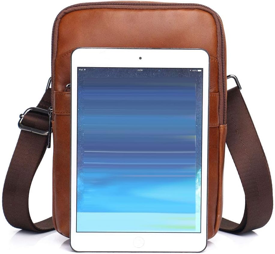 Umhängetasche aus Leder Schulter Crossbody Reisetasche für Herren Frauen 