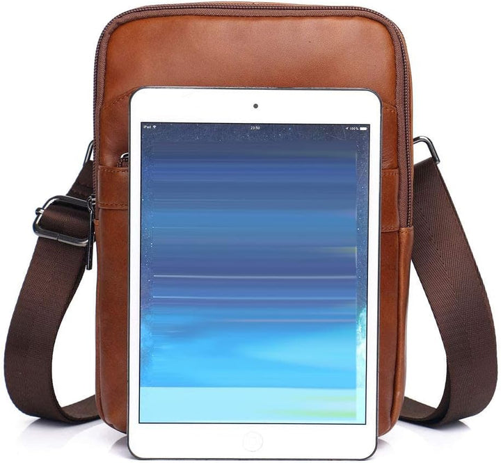 Umhängetasche aus Leder Schulter Crossbody Reisetasche für Herren Frauen 