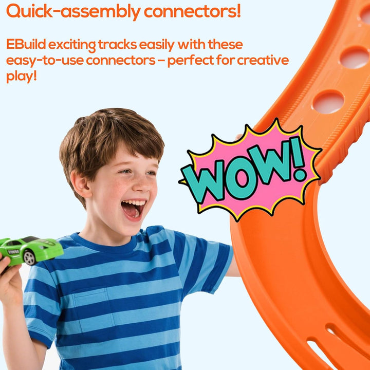 8 Stück Gebogene Schienenstücke Kompatibel mit Hot Wheels Spielzeugautos, ABS Rennstreckenverbinder
