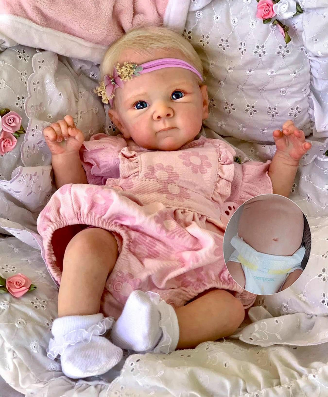Zero pam Reborn Baby Vollsilikon Lebensecht-48CM Reborn Puppen Lebensecht, Silikon Baby Mädchen, Bab