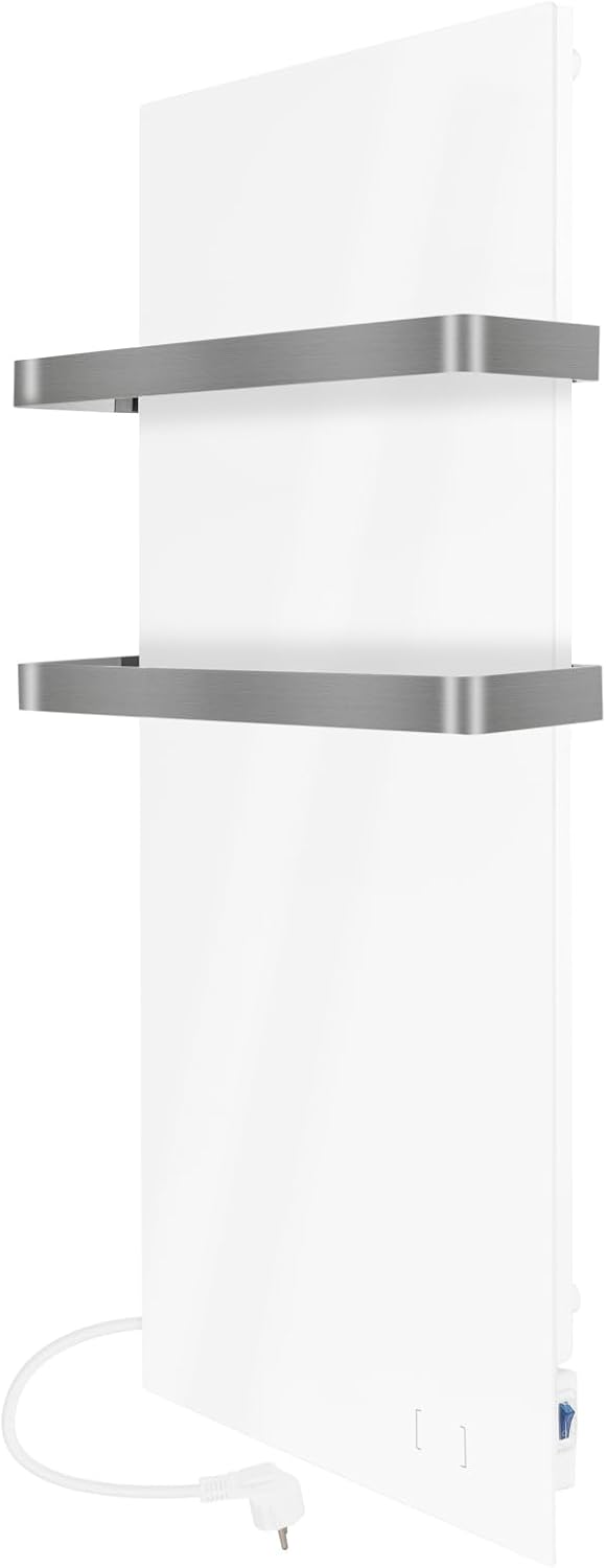 Infrarot Handtuchtrockner 48x100cm weiss Bad-Heizkörper mit Handtuchhalter aus Edelstahl, Infrarot-H