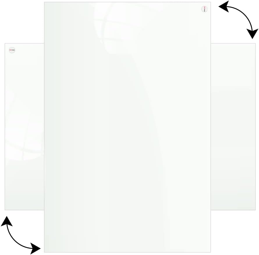 ALLboards Glasboard Magnetisch Weiss 100x80cm, Rahmenlos, Glastafel, Magnettafel, Gehärtetes Glas, W