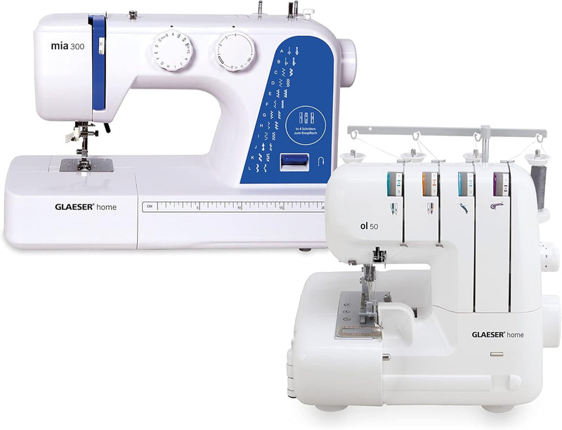 GLAESERhome Nähmaschinen Bundle | Anfänger Nähmaschine & Overlock Nähmaschine | Einfache Handhabung