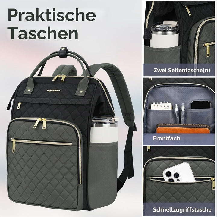 EMPSIGN 17-Zoll-Laptop-Rucksack für Damen, ideal für Arbeit, Reisen und Uni, geräumig, wasserabweise