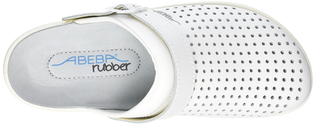 Abeba Clog 9300 - rubber Glattleder weiss, perforiert, zertifiziert, 44 44 EU, 44 EU