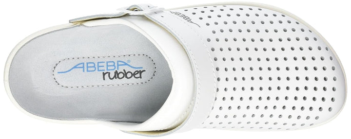 Abeba Clog 9300 - rubber Glattleder weiss, perforiert, zertifiziert, 44 44 EU, 44 EU