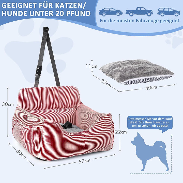 CALIYO Hundeautositz mit Stabiler Basis &amp; Sicherheitsgurt | Hundesitz Auto für Kleine bis 10 kg | Me