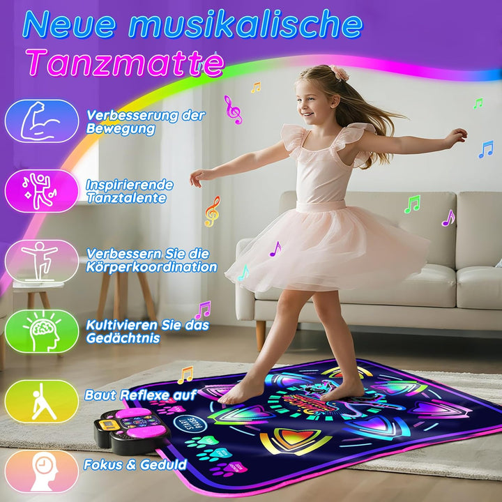 MOMUSE Tanzmatte Kinder, Spielzeug Geschenke für Mädchen Jungen Alter 3 4 5 6 7 8 Jahre, Musikmatte