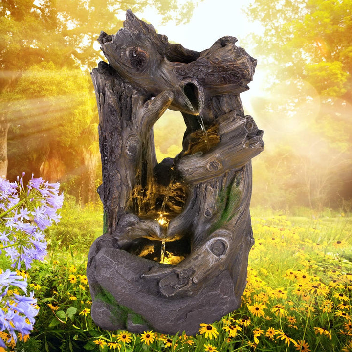 Gartenbrunnen Brunnen Zierbrunnen Zimmerbrunnen Springbrunnen Brunnen Wald-GEFLÜSTER mit LED-Licht 2