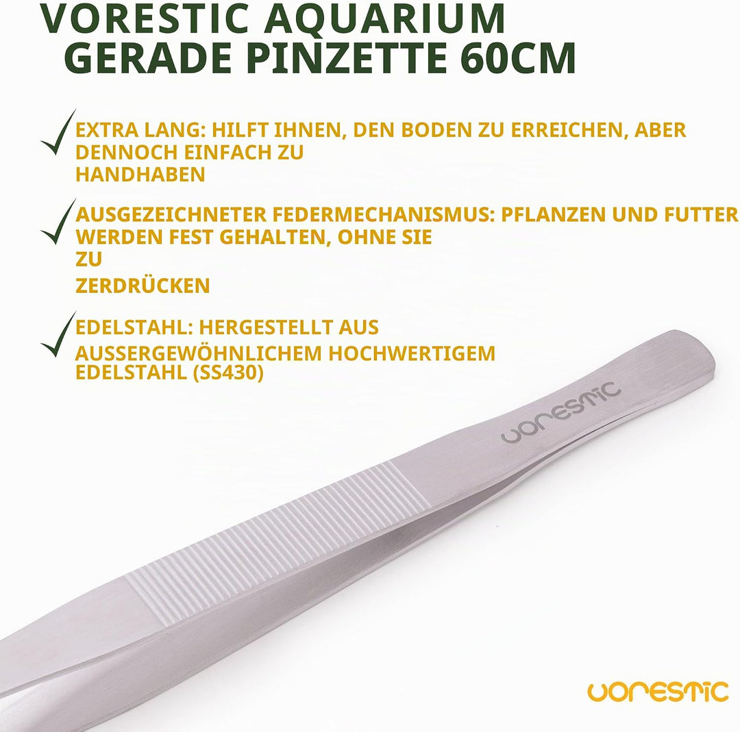 VORESTIC Gerade Aquarium Pinzette 60 cm, Pflanzen Aquarium Zange 60 cm, Sehr Lange Pinzette 60 cm, P