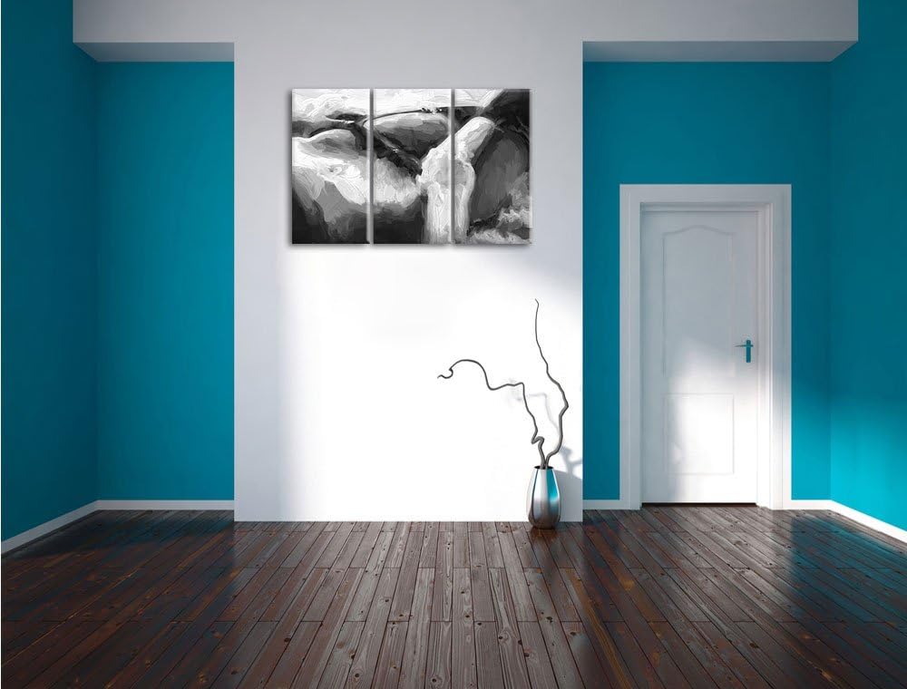 Pixxprint Sexy Frauenkörper mit Dessous Kunst Pinsel Effekt 3-Teiler Leinwandbild 120x80 Bild auf Le