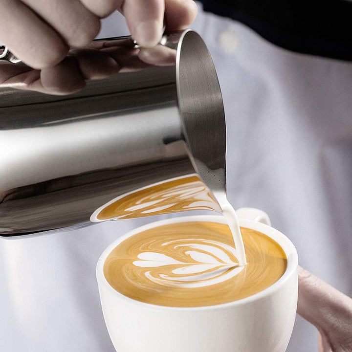 Milchkännchen Edelstahl,Tianher 2 Stück Aufschäumer Kännchen 350 ml 600ml Milchkanne aus Edelstahl M