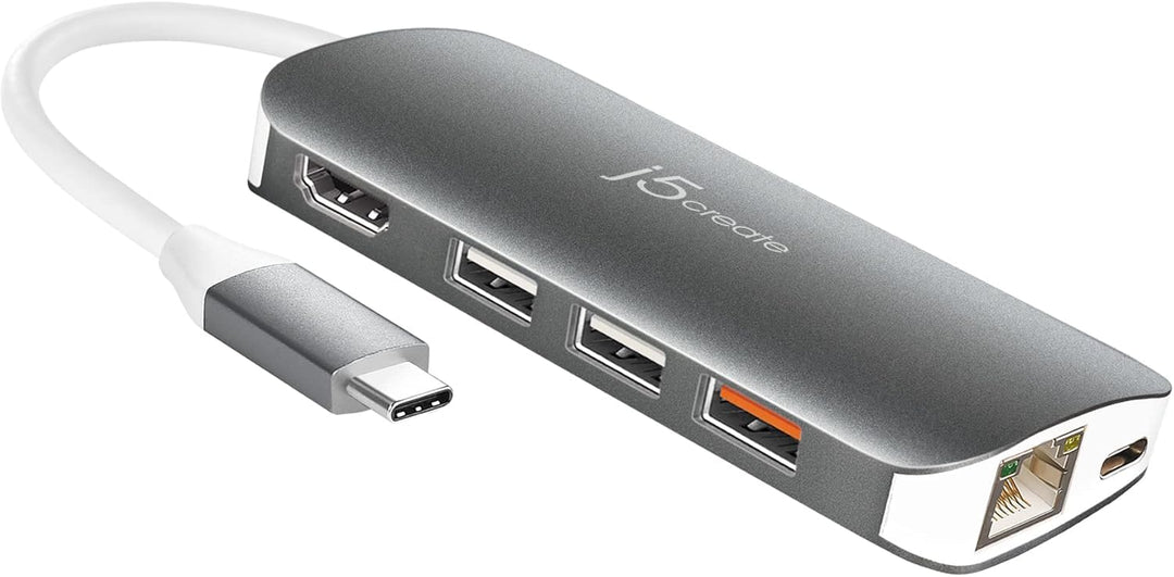 j5create Multi USB-C 9-in-1 Adapter HDMI/Ethernet/USB 3.1, SD und MicroSD/PD 3.0 | HDMI 4K für MacBo