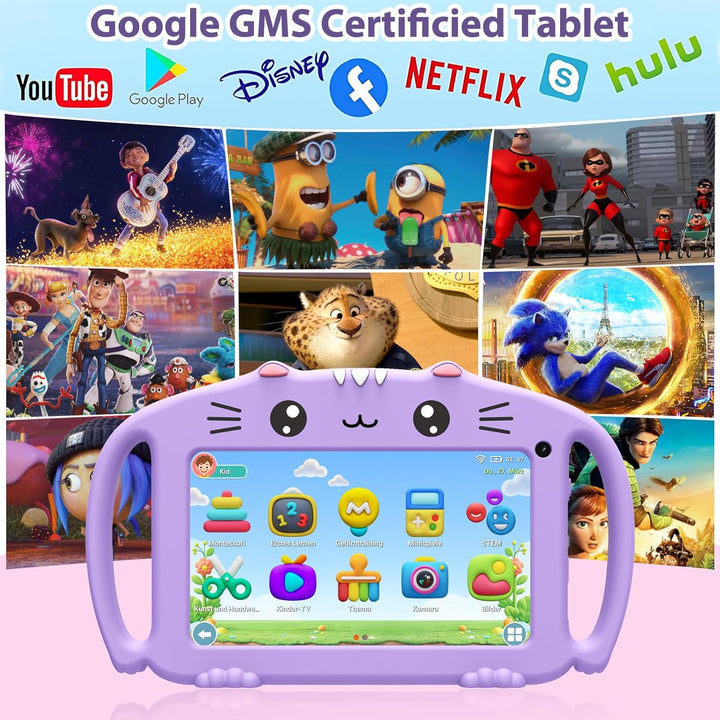 Kids Tablet für Kinder 7 Zoll Kinder Tablet Android mit WiFi 32GB ROM Dual Kamera Elterliche Kontrol